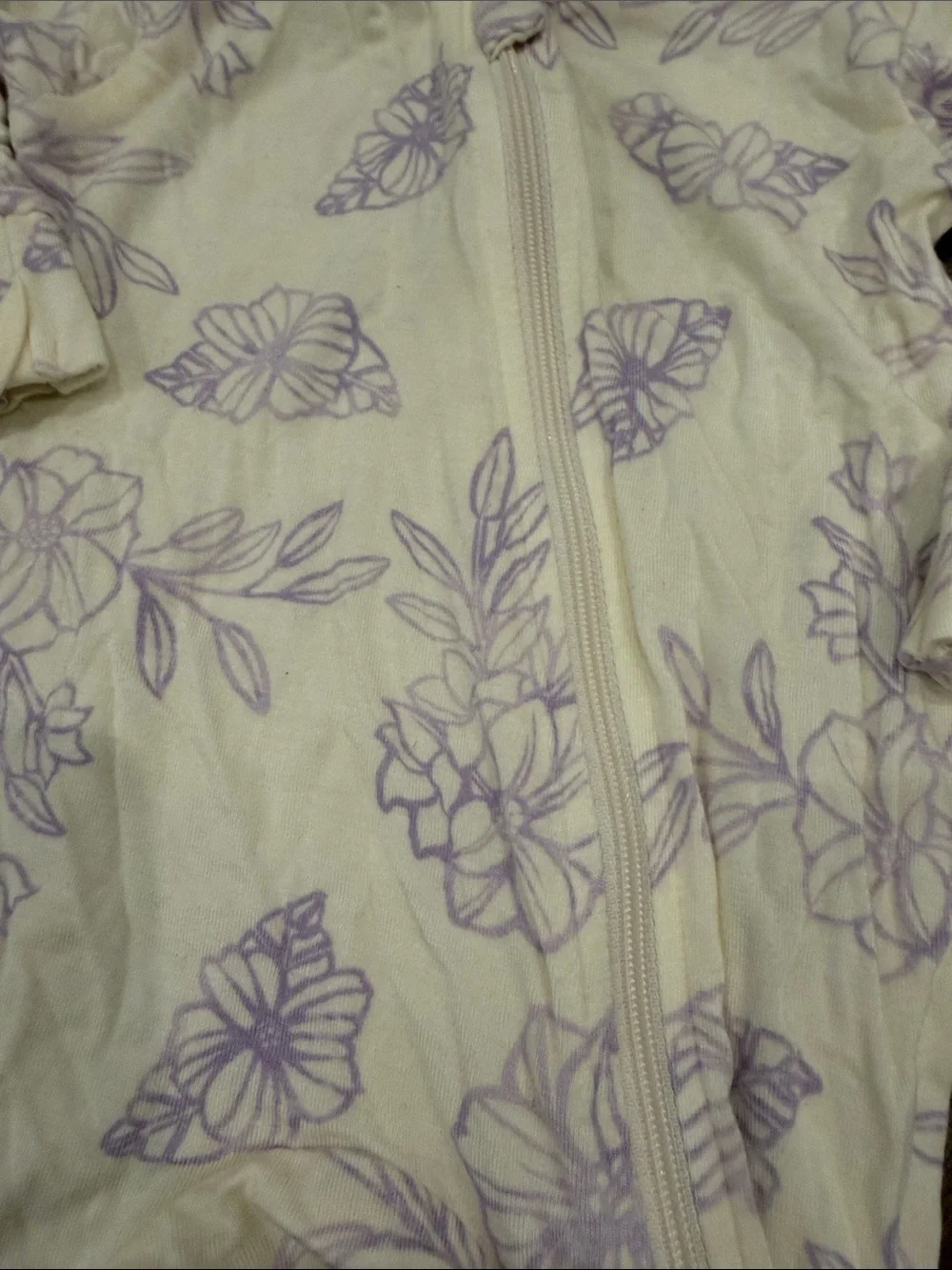 Baby Grey Footed Onesie 0-3 Months with Purple Flowers - C39-123